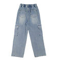Load image into Gallery viewer, Girls Blue Denim Baggy Cargo Pants