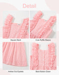 Load image into Gallery viewer, Rolanko Girls Ruffle Sleeve Square Neck Hollow Out Eyelet A Line Beach Vacation dress