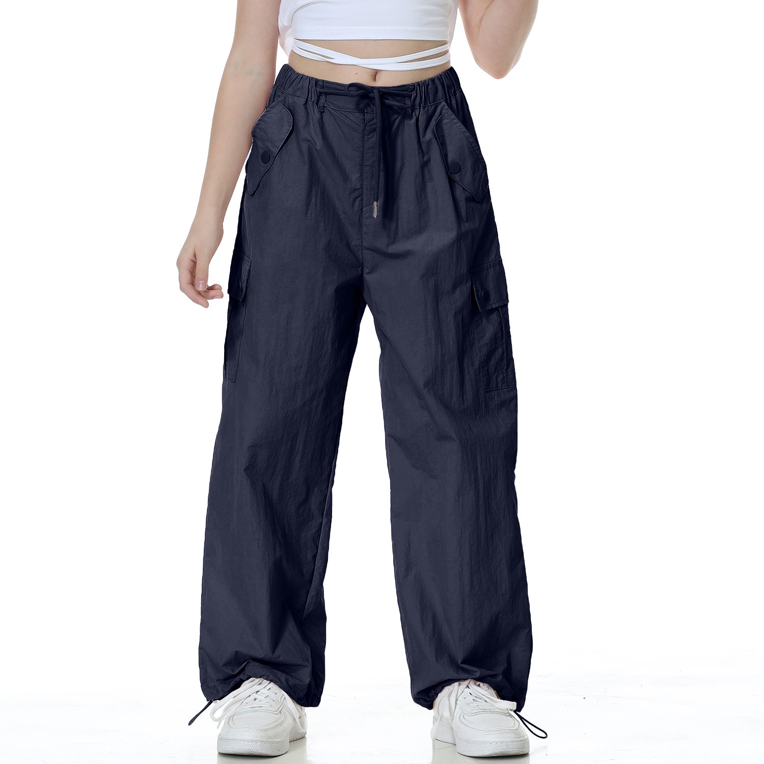Rolanko Baggy cargobroek voor meisjes, elastische taille met meerdere zakken, wijde pijpen, cargobroek voor kinderen, donkergrijs, 13-15 jaar Rolanko Baggy cargobroek voor meisjes, elastische taille met meerdere zakken, wijde pijpen, cargobroek voor kinderen, donkergrijs, 13-15 jaar