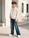 Carica l'immagine nel visualizzatore della galleria, Boys Quarter Zip Pullover, Textured Sweatshirt Long Sleeve
