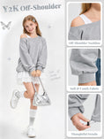 Load image into Gallery viewer, Girls Off The Shoulder Crop Sweatshirt Pullover