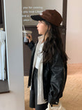 Load image into Gallery viewer, Girls Faux Leather Jacket Motorcycle Zipper up Flight Warm Outwear Coat for Kids