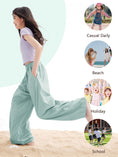 Load image into Gallery viewer, Rolanko Girls Wide Leg Pants Flowy Loose Fit Palazzo Pants for Girls Kids Linen Trousers Casual Beach