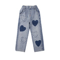 Load image into Gallery viewer, Girl's Fashion Heart Pattern Baggy Jeans