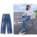 Load image into Gallery viewer, Girl's Elastic Waist Denim Wide Leg Baggy Jeans Pants