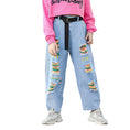 Load image into Gallery viewer, Girl's Elastic Waist Denim Wide Leg Baggy Jeans Pants