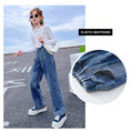 Load image into Gallery viewer, Girl's Elastic Waist Denim Wide Leg Baggy Jeans Pants