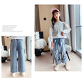 Load image into Gallery viewer, Girl's Elastic Waist Denim Wide Leg Baggy Jeans Pants