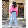 Load image into Gallery viewer, Girl's Elastic Waist Denim Wide Leg Baggy Jeans Pants