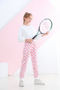 Load image into Gallery viewer, Girl's Pink Green Plaid Trousers Outdoor Drawstring Sweatpants