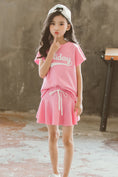 Load image into Gallery viewer, Girl's Summer Solid Color Short Sleeve Outfit