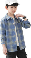 Load image into Gallery viewer, Boy's Plaid Button Down Shirt Long Sleeve Kids Clothes