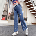 Load image into Gallery viewer, Girl’s Outdoor Heart Elastic Waist Jeans Denim Pants