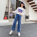 Load image into Gallery viewer, Girl’s Outdoor Heart Elastic Waist Jeans Denim Pants