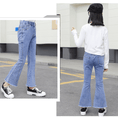 Load image into Gallery viewer, Girl's Stylish Elastic Waist Flared Jeans Pants