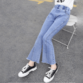 Load image into Gallery viewer, Girl's Stylish Elastic Waist Flared Jeans Pants
