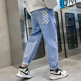 Load image into Gallery viewer, Boy‘s Blue Stylish Elastic Baggy Jeans Pants