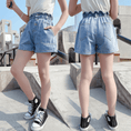 Load image into Gallery viewer, Girl's Summer Outdoor Elastic Waist Jeans Shorts