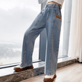 Load image into Gallery viewer, Girl's Fashionable Wide Leg Denim Trousers