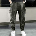 Load image into Gallery viewer, Boy's Green Casual Outdoor Elastic Cargo Pants