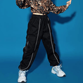 Load image into Gallery viewer, Girl's Black Reflective Strip Outdoor Dance Cargo Pants
