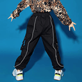 Load image into Gallery viewer, Girl's Black Reflective Strip Outdoor Dance Cargo Pants