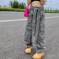 Load image into Gallery viewer, Girl's Casual High Waist Baggy Wide Leg Cargo Pants