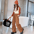 Load image into Gallery viewer, Girl's Casual High Waist Baggy Wide Leg Cargo Pants