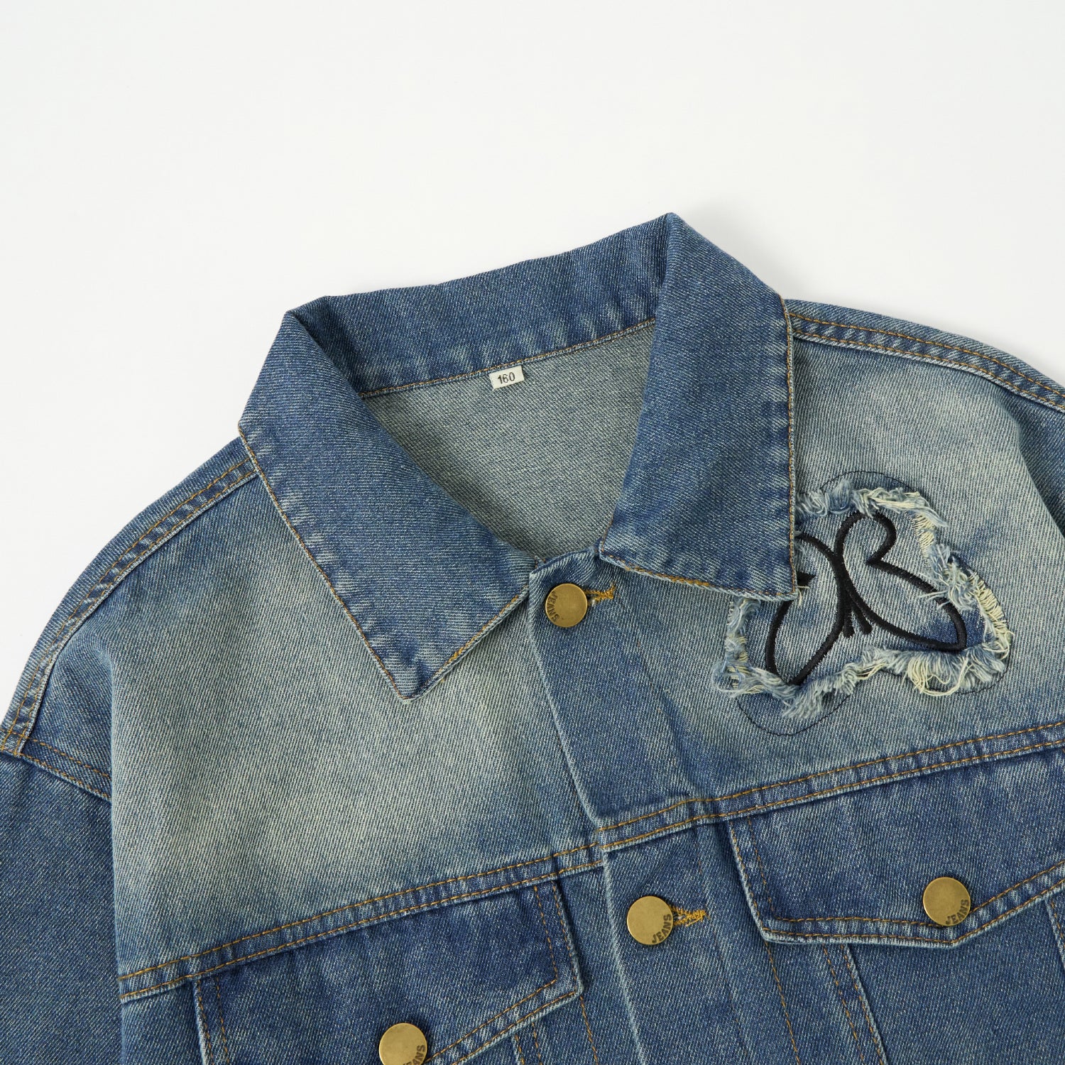 Girls Butterfly Pattern Denim Jacket