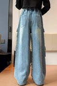 Load image into Gallery viewer, Girls Four Pocket Wide Leg Cargo Jeans
