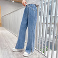 Load image into Gallery viewer, Girls Split Leg Denim Wide Leg Pants
