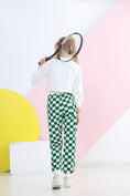 Load image into Gallery viewer, Girl's Pink Green Plaid Trousers Outdoor Drawstring Sweatpants
