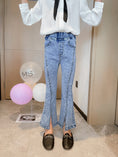 Load image into Gallery viewer, Girl's Blue Split Denim Flared Pants
