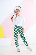 Load image into Gallery viewer, Girl's Pink Green Plaid Trousers Outdoor Drawstring Sweatpants
