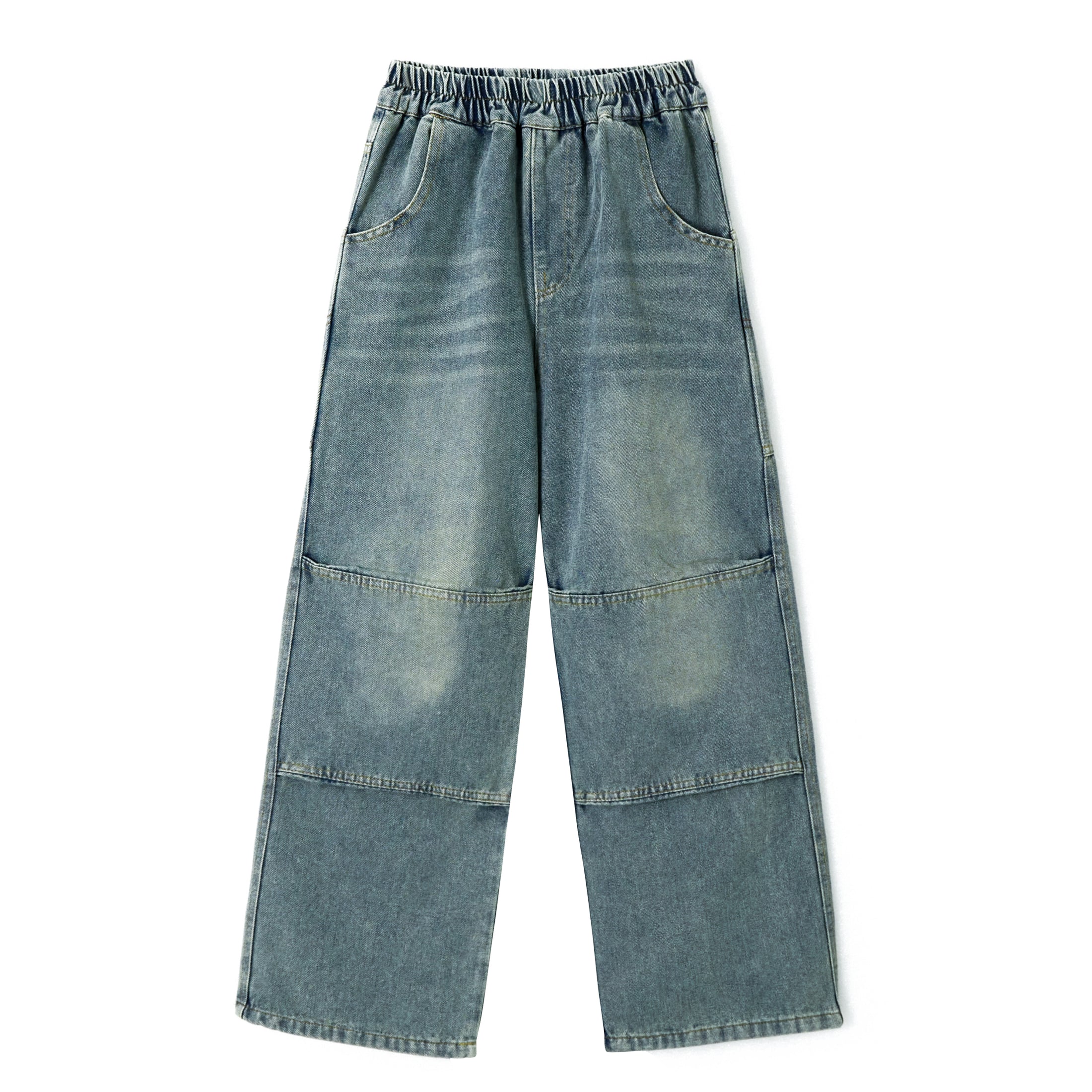 Girls Knee Stitched Wide Leg Jeans