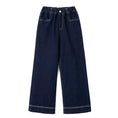 Load image into Gallery viewer, Girls Primary Color Topstitch Basic Denim Wide Leg Pants
