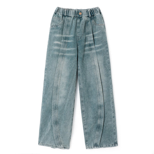 Girls Pressed Denim Wide Leg Pants