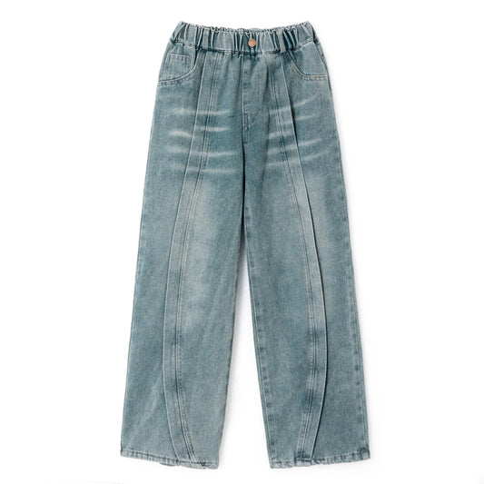 Girls Pressed Denim Wide Leg Pants