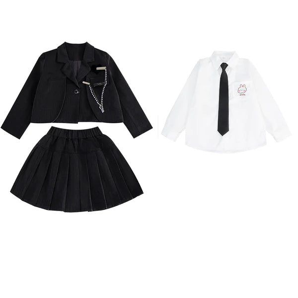 Girls formal tops pleated skirt set