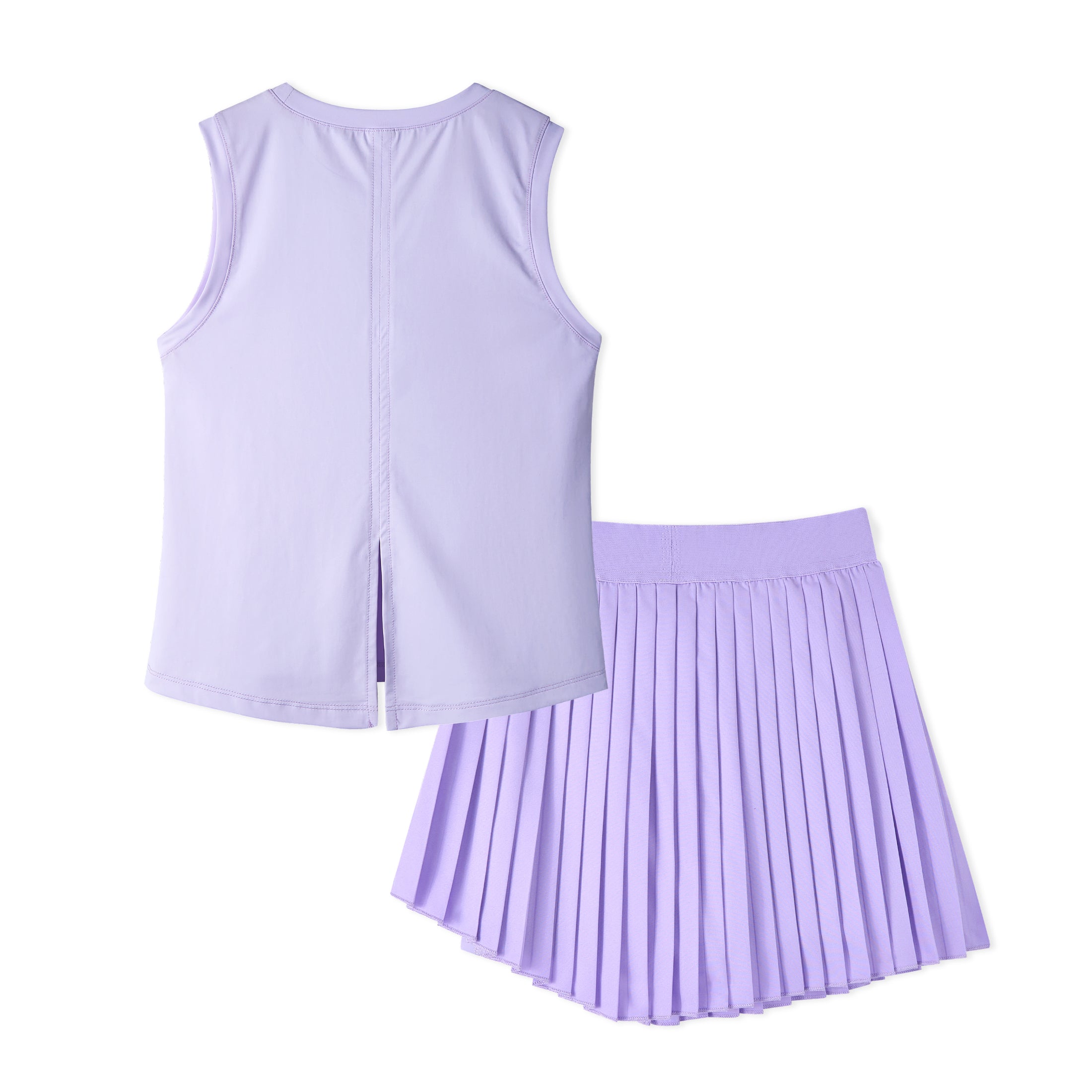 Rolanko Girls Tennis Skirt Set, UPF 50+ Tank Top & Pleated Skirt