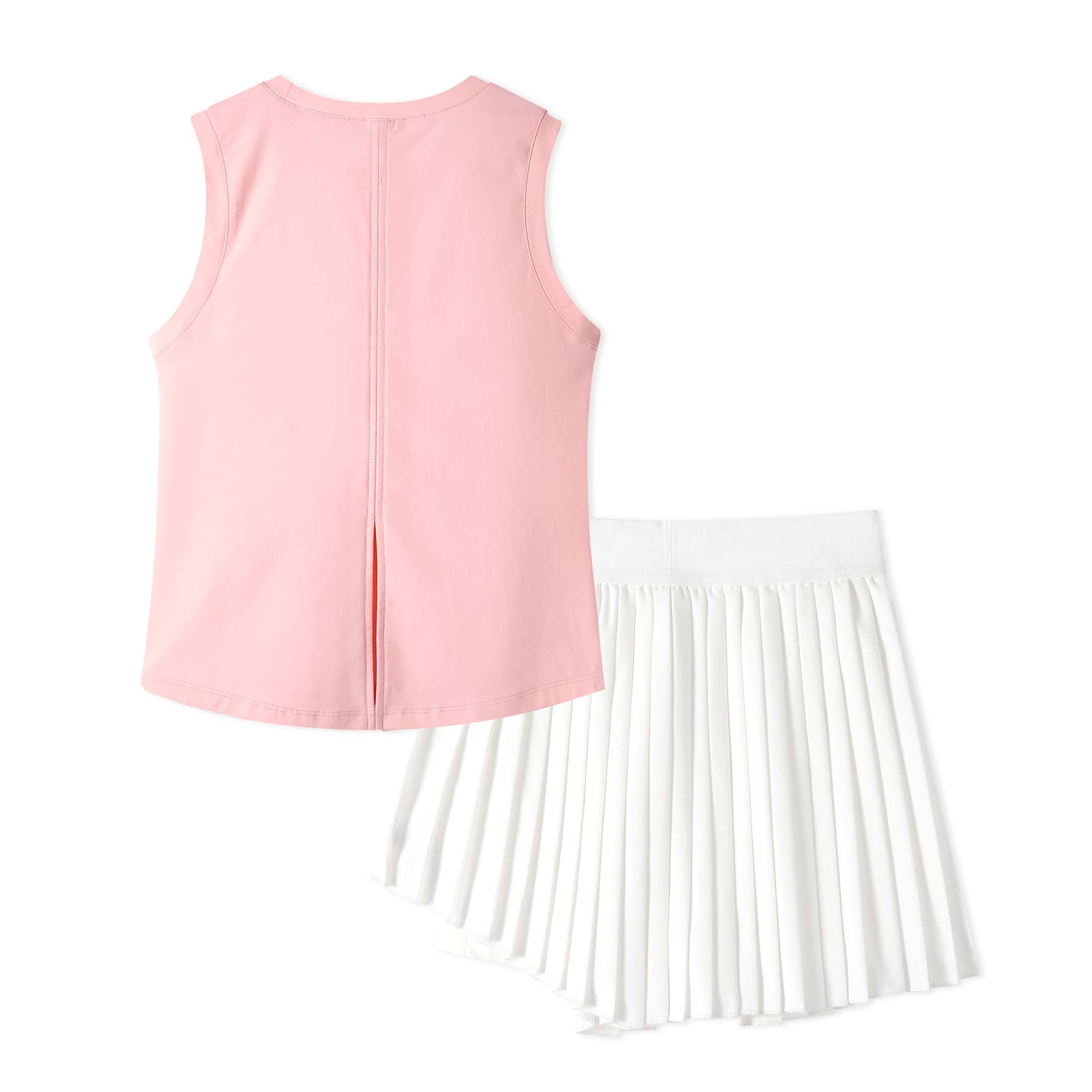 Rolanko Girls Tennis Skirt Set, UPF 50+ Tank Top & Pleated Skirt