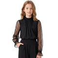 Load image into Gallery viewer, Girls Long Sleeve Shirts Chiffon Blouses with Polka Dot
