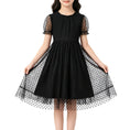 Load image into Gallery viewer, Rolanko Girls Contrast Mesh Ruffle Crew Neck Elegant Flower Wedding Prom Summer Dress
