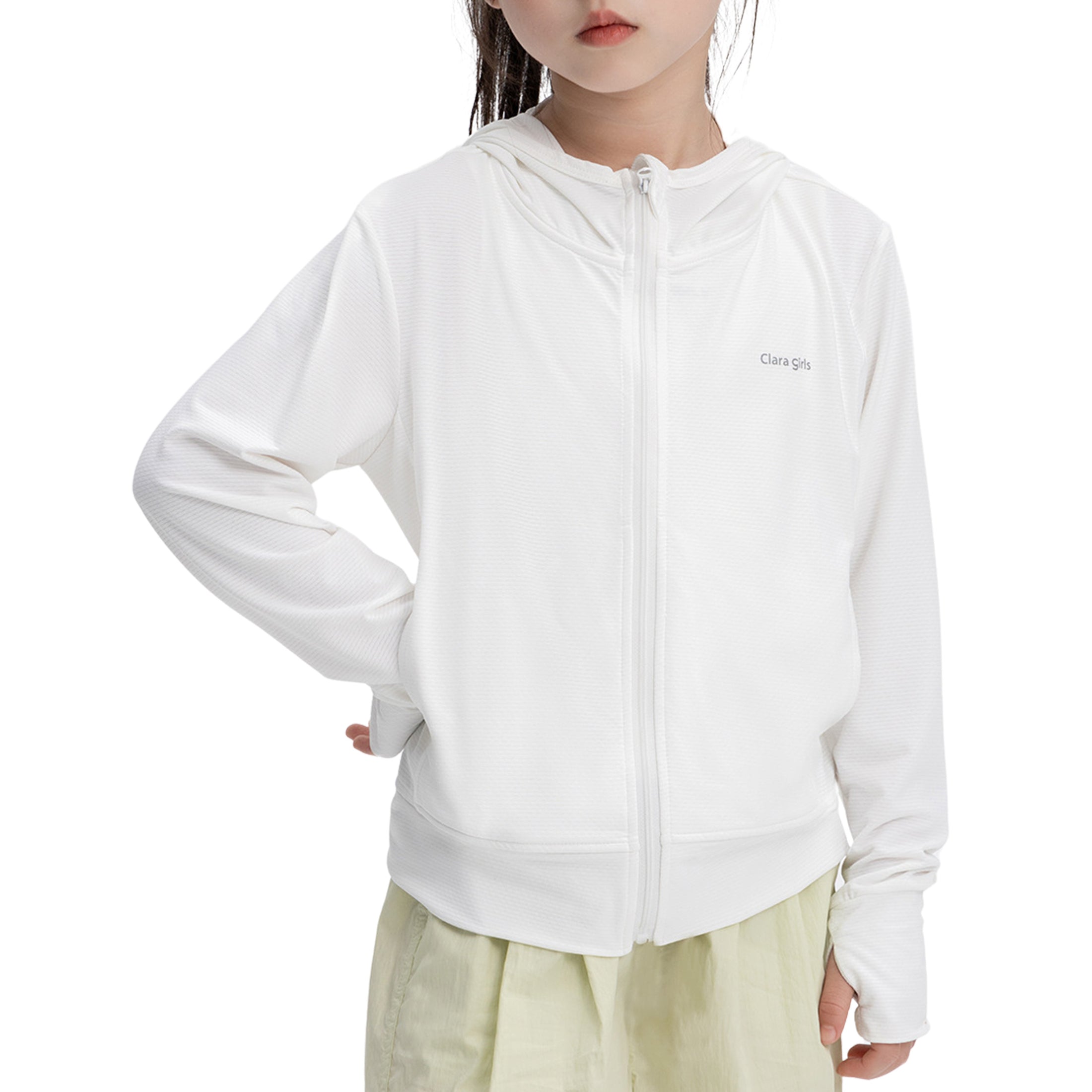 Rolanko Kids Zip Up Sun Hoodie UPF50+ with Thumbholes