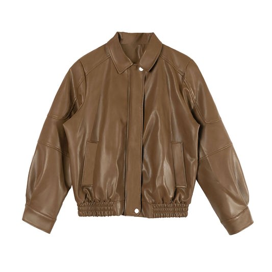 Giacca da ragazza in ecopelle Giacca da moto con cerniera per volo Cappotto caldo outwear per bambini 