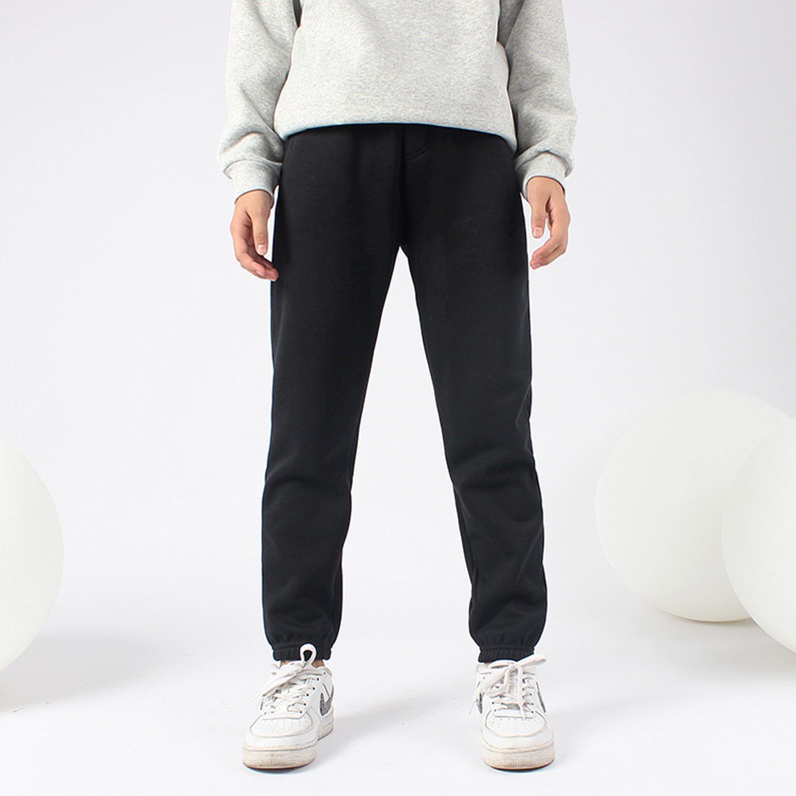 Boys Solid Color Padded Drawstring Sweatpants