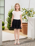 Load image into Gallery viewer, Rolanko Girls Lace Mini Skirts Ruffle Pleated Tiered High Waist Flowy Skorts

