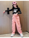 Load image into Gallery viewer, Girl's Casual High Waist Baggy Wide Leg Cargo Pants
