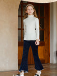 Load image into Gallery viewer, Rolanko Girls Chenille Silver Threaded with Pearls Sparkly Corduroy Flare Trousers
