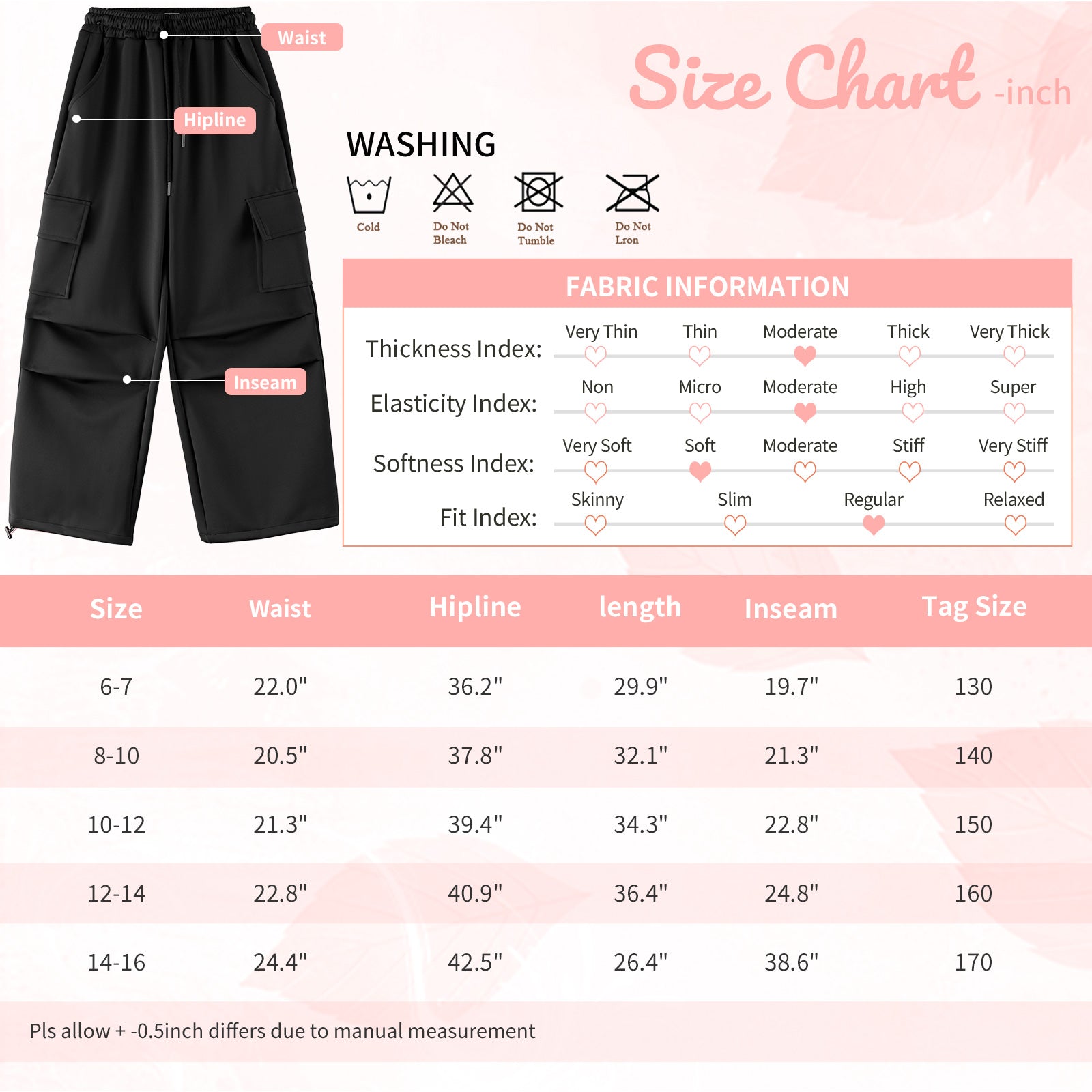 Girls Wide Leg Cargo Sweatpants with Pockets